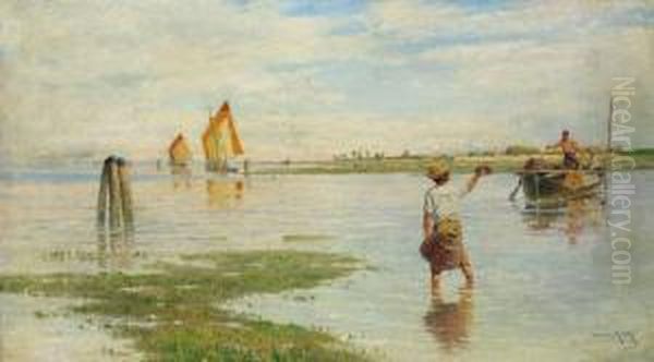 Fischer In Der Lagune Oil Painting by Henry Raschen