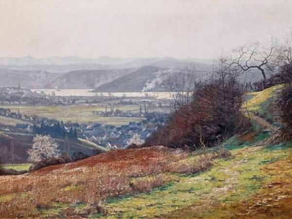 Early Spring In The Hills Above Bad Honnef By The Rhine Oil Painting by Alfred Rasenberger