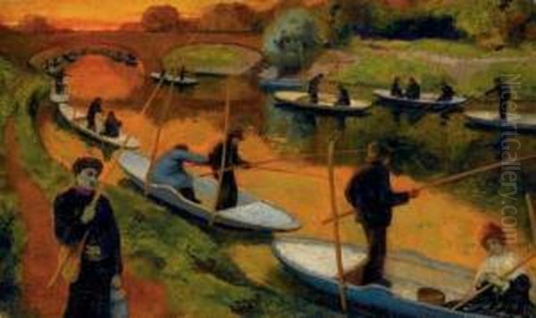 Concours De Peche Oil Painting by Georges Rasetti