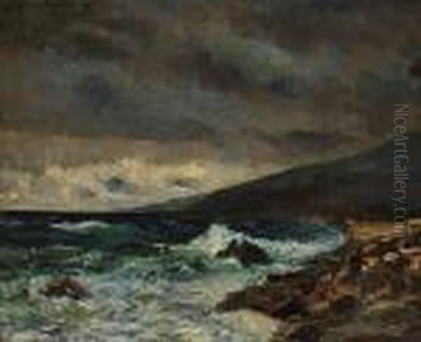 Coastal Landscape Oil Painting by J.E. Carl Rasmussen