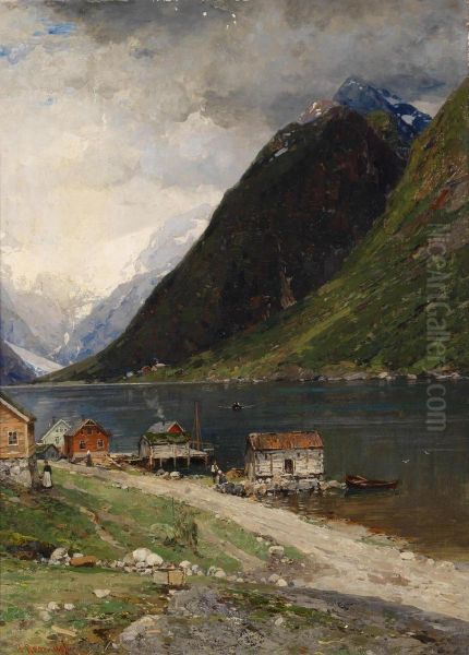 Fjord Landscape Oil Painting by Georg Anton Rasmussen