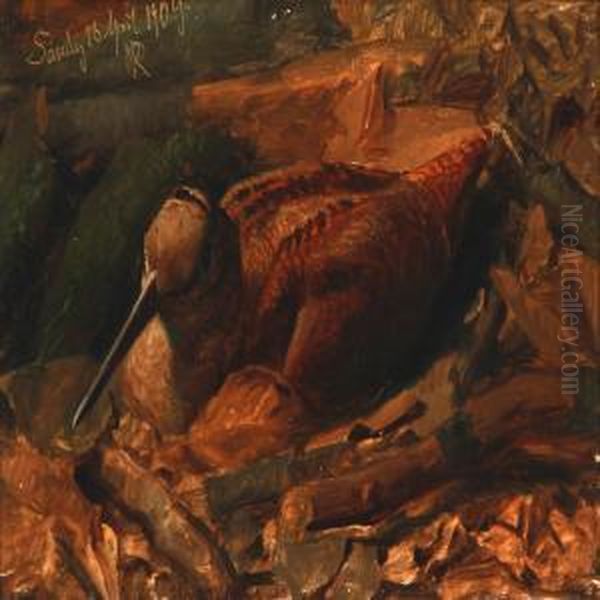 A Snipe In A Nest Oil Painting by Niels Peter Rasmussen