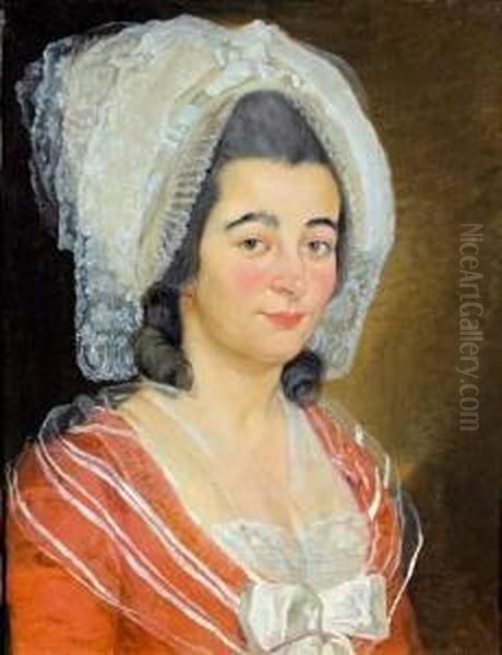 Portrait De Jeune Femme Au Bonnet De Dentelles Oil Painting by Antoine Raspal