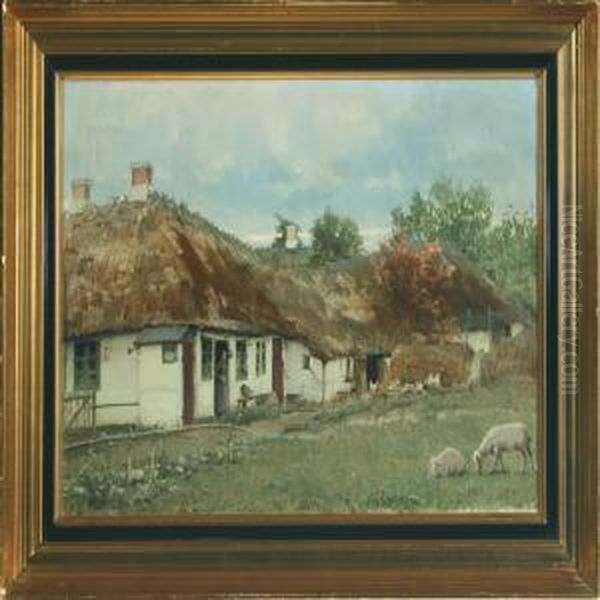 Farm Exterior Oil Painting by Lars Rastrup