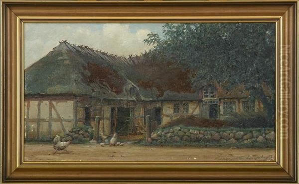 Landscape With House, Munkebo Oil Painting by Lars Rastrup