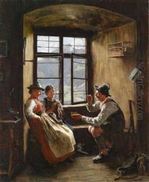 The Hunterresting Oil Painting by Emil Rau