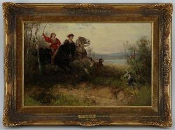 Chasse A Courre Oil Painting by Wilhelm Carl Rauber