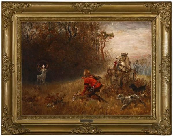 Hubert At The Scenen Oil Painting by Wilhelm Karl Rauber