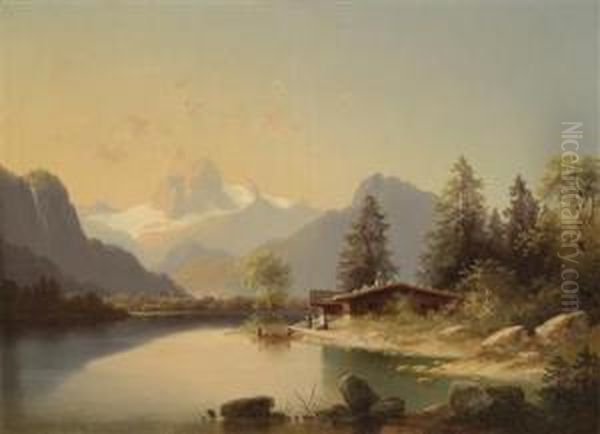 Mountainlandscape Oil Painting by Johann Josef Rauch