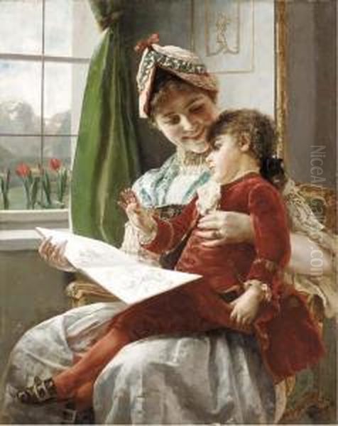 Storytime Oil Painting by A. Raudnitz