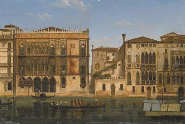 Vue Du Grand Canal Et De La Ca' D'oro A Venise Oil Painting by Alexandre Raulin