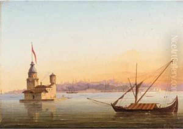 La Tour De Leandre, Constantinople Oil Painting by Alexandre Raulin