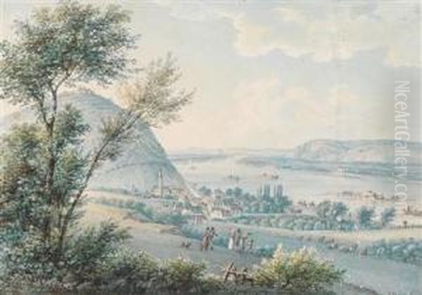 Daskahlenbergerdorfl Bei Wien Oil Painting by Johann Tobias Raulino