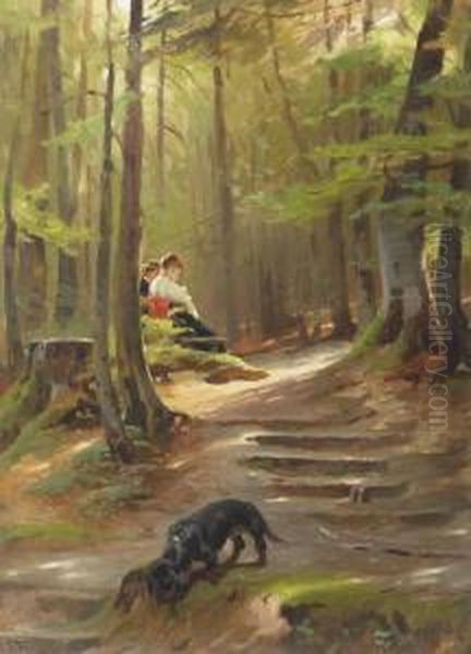 A Sunny Spot In The Woods Oil Painting by Karl Raupp