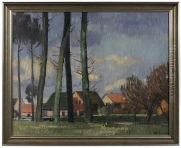 Landscape With Farm Oil Painting by Otto Rauth