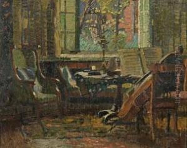 Musikzimmer-interieur Oil Painting by Otto Rauth