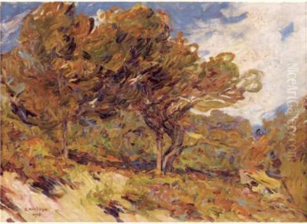 Paysage Provencal Aux Grands Arbres Oil Painting by Joseph Ravaisou