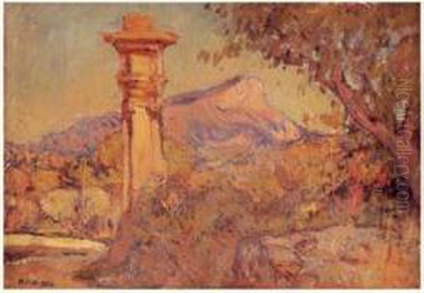 Paysage Provencal Avec Colonne A Chapiteau Oil Painting by Joseph Ravaisou