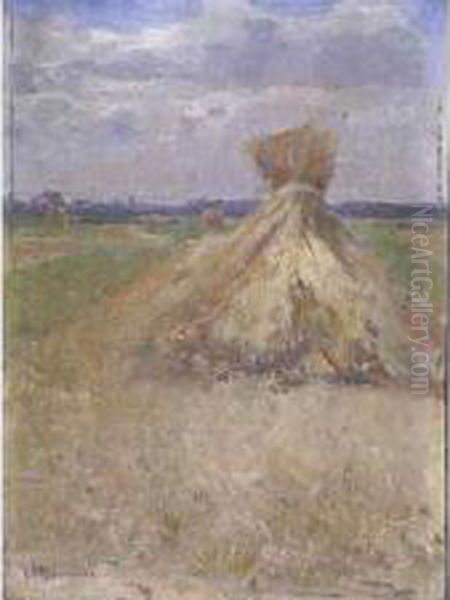 La Meule De Foin Oil Painting by Leon Gustave Ravanne