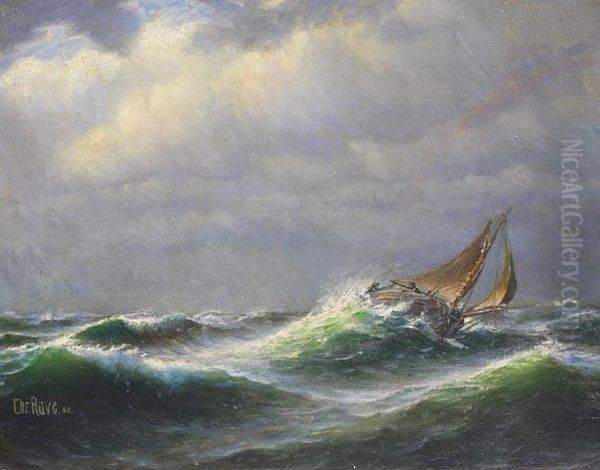 Segelboot Aufsturmischer See Oil Painting by Christopher Rave