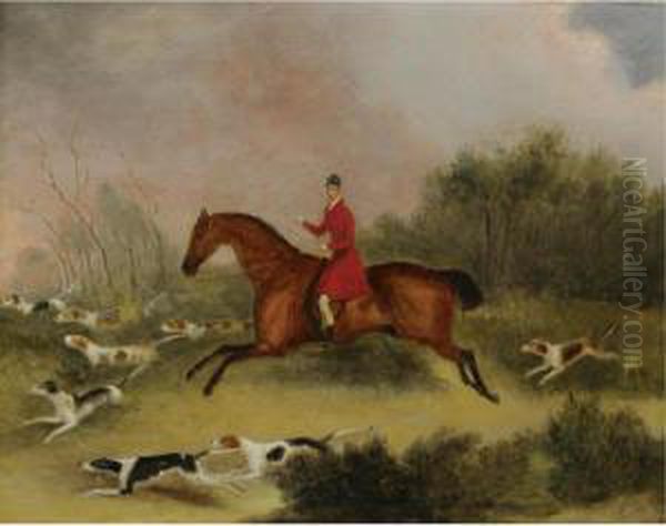 Henry Oldacre With Mr. Sebright's Hounds Oil Painting by Samuel Raven