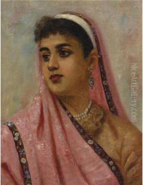 Untitled (portrait Of A Parsee Lady) Oil Painting by Raja Ravi Varma