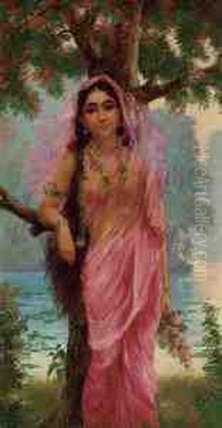 Vasantasena Oil Painting by Raja Ravi Varma