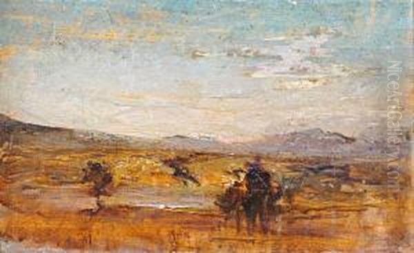 Paysage Au Soleil Couchant Oil Painting by Francois Auguste Ravier