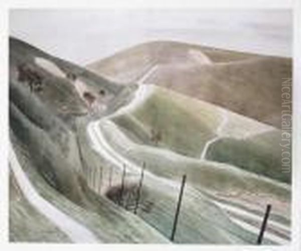 Chalk Paths, Numbered 322/950 Oil Painting by Eric Ravilious