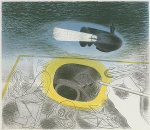 Introductory Lithograph From Submarines Oil Painting by Eric Ravilious