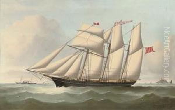 The Three-masted Topsail Schooner Oil Painting by John Rawcliffe