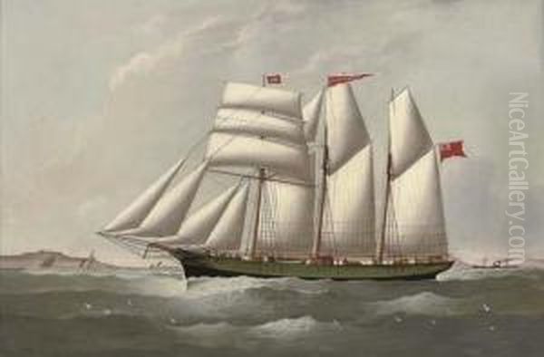 The Three-masted Topsail Schooner Oil Painting by John Rawcliffe