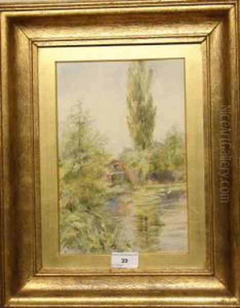 Boat House At Rivers Edge Oil Painting by Thomas J. Rawlins