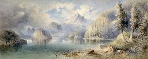 Lake Manapouri, South Island, Newzealand Oil Painting by William Henry Raworth