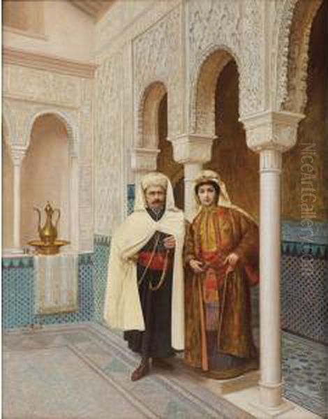 Couple D'orientaux Oil Painting by Auguste Raynaud