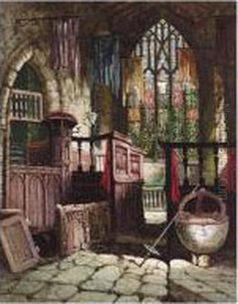 The Interior Of The Chapel At Haddon Hall, Derbyshire Oil Painting by Margaret Rayner