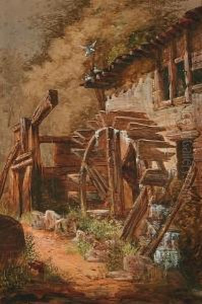 Watermill Oil Painting by Samuel A. Rayner