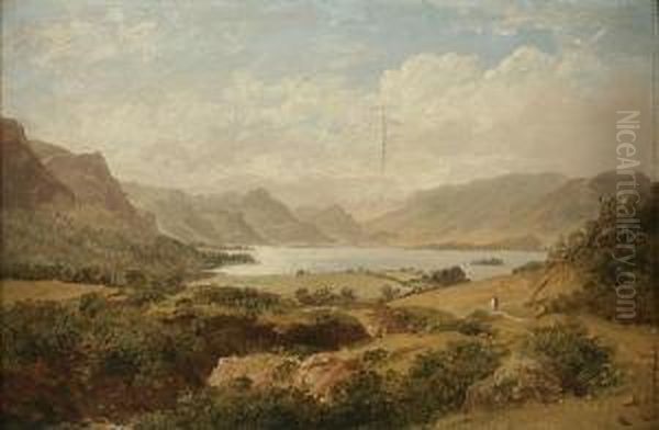 A View Of Lake Derwentwater, And Another, A View Of Lake Windermere, A Pair Oil Painting by John Burell Read