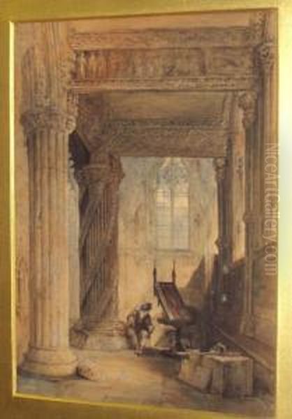 'rosslyn Chapel, With The Apprentices' Pillar' Oil Painting by Samuel Read