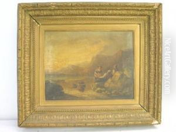 Clam Gatherers And Seashore Oil Painting by William James Durant Ready