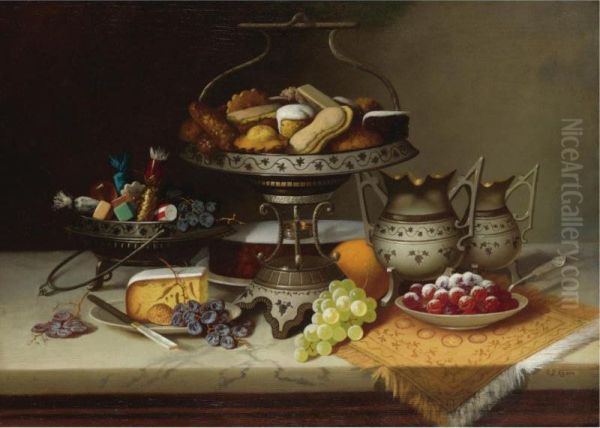 A Regal Dessert Oil Painting by Carducius Plantagenet Ream