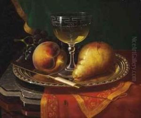 Still Life With Fruit And Wine Oil Painting by Morston Constantine Ream