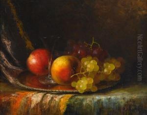 Still Life Of Fruit And Flute On A Tray Oil Painting by Morston Constantine Ream