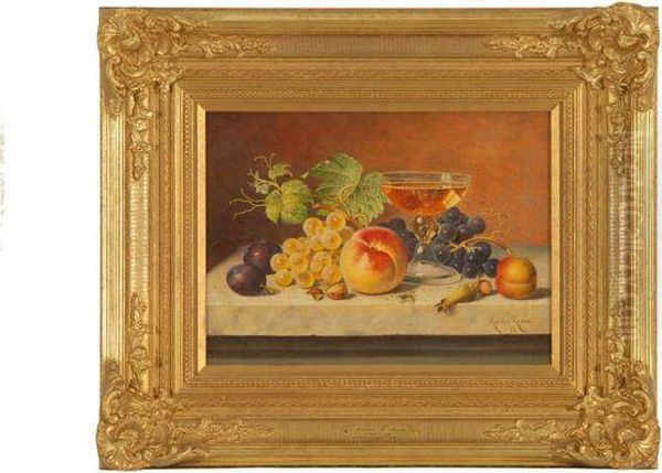 Still Life With Fruit And A Glass. Oil Painting by Morston Constantine Ream