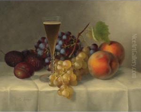 Still Life With Grapes And Plums Oil Painting by Morston Constantine Ream