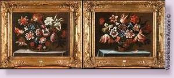 Paniers De Fleurs Oil Painting by Giuseppe Recco