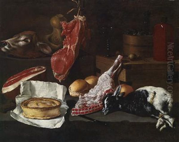 A Kitchen Still Life With Meat Oil Painting by Giuseppe Recco