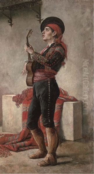 Giutarrista Oil Painting by Enrique Recio Y Gil