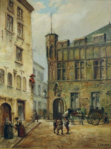 Der Gurzenich In Koln. Oil Painting by Heinrich Recker