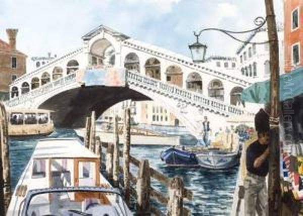 The Rialto Bridge Venice Oil Painting by Gardner Arnold Reckhard